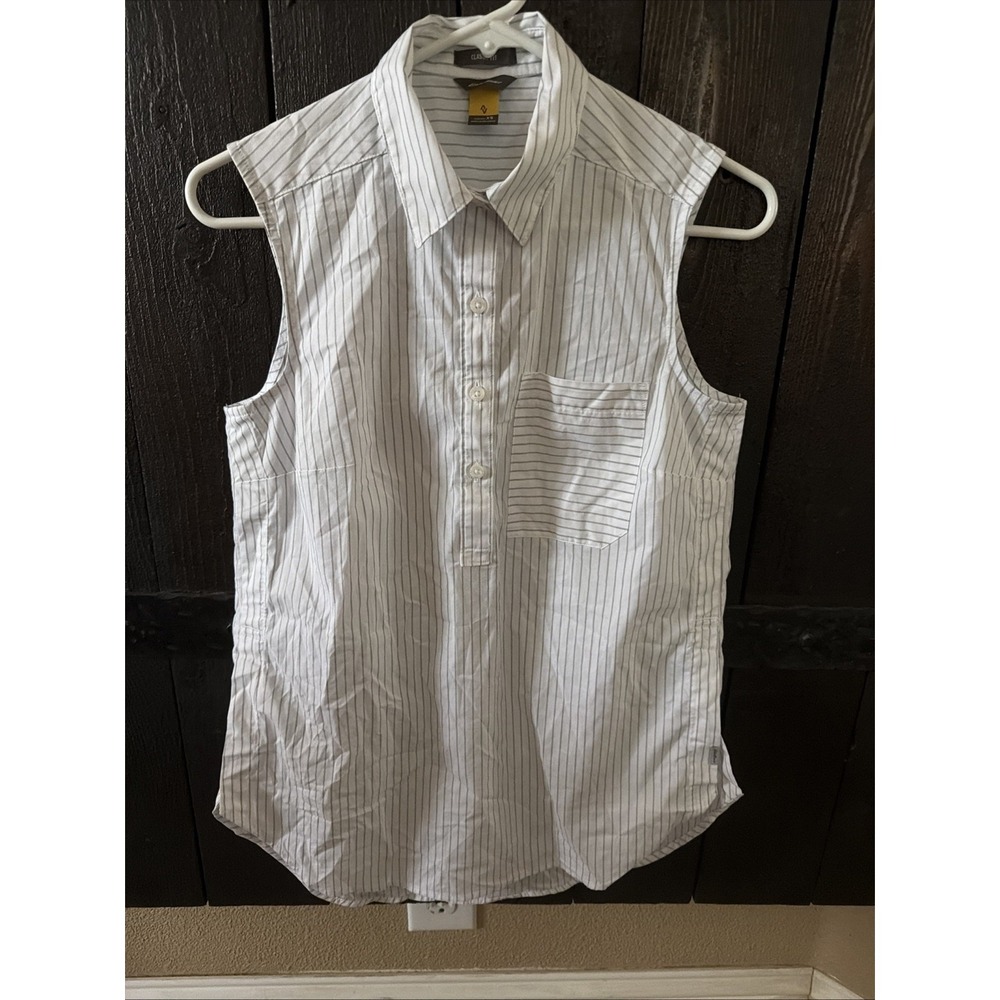 Eddie Bauer Collard Button Up Tank Stripes Front Pocket Size Xs Classic Fit I